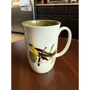 Neiman Marcus‎ Coffee Mug Bird Design Green Interior Large Tea Cup
